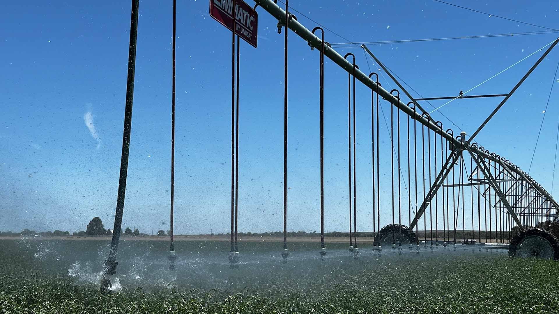 Close angle of pivot irrigation on Bent County farm